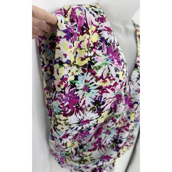 CAbi Women’s Eden Colorful Faux Wrap Floral Cap Sleeve Chiffon Blouse Sz Sm Boho - Picture 5 of 11